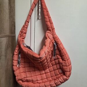 Free People Quilted Carryall Tote- Coral NWT